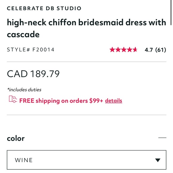 Bridesmaids Dress in Wine, David’s Bridal - Picture 5 of 8